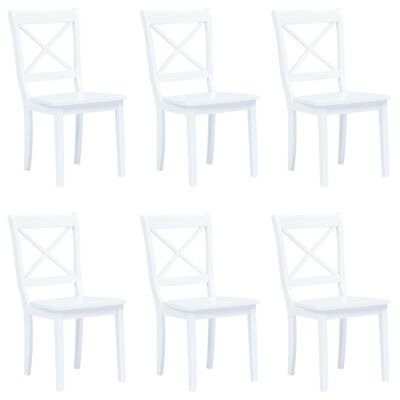  vidaXL Esszimmerstühle 6 Stk. Weiss Gummiholz Massiv