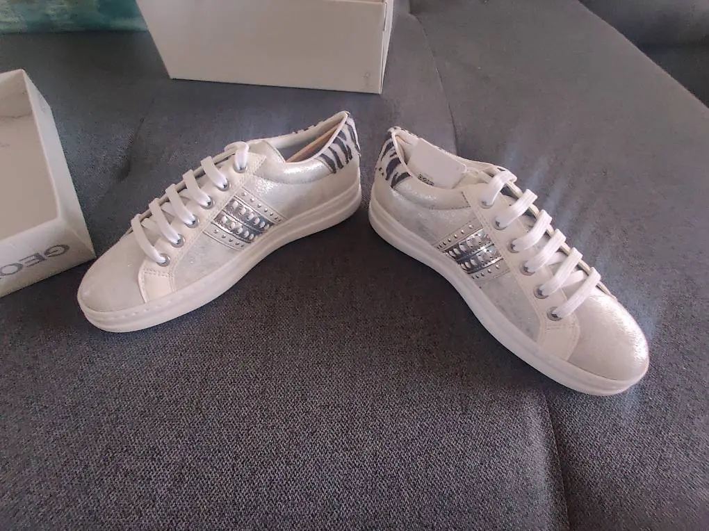 Schuhe Sneakers Geox Damen D Pontoise D, Silber Gr. 36