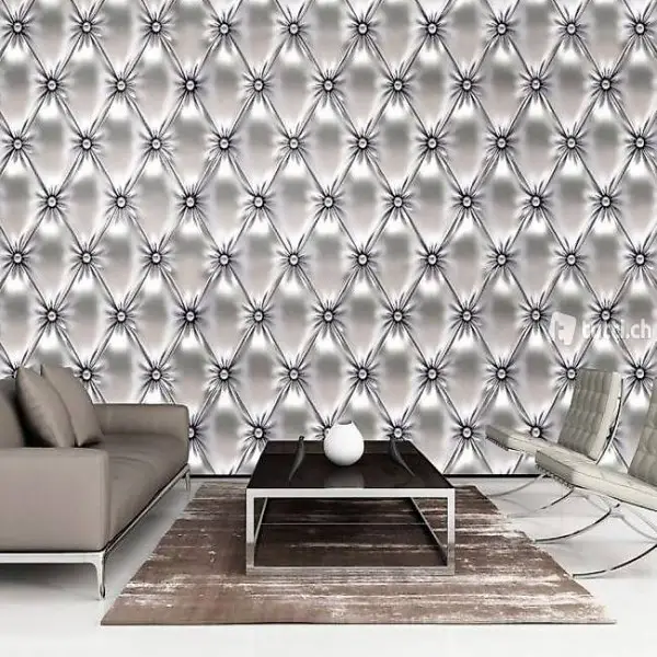  Fototapete Lederoptik Silber 3D Effekt