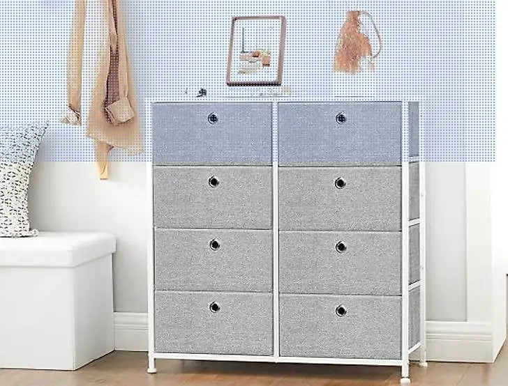 SONGMICS Kommode, Aufbewahrungsschrank, 8 Stoffschubladen