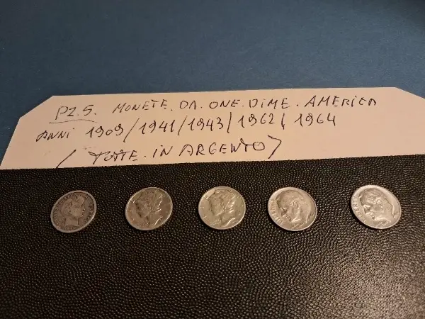 Pz 5 Monete in Argento, da One Dime
