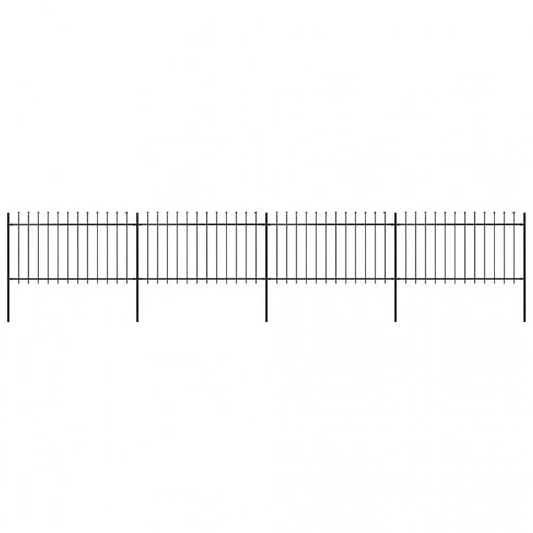 Gartenzaun mit Speerspitzen Stahl 6,8 x 1 m Schwarz
