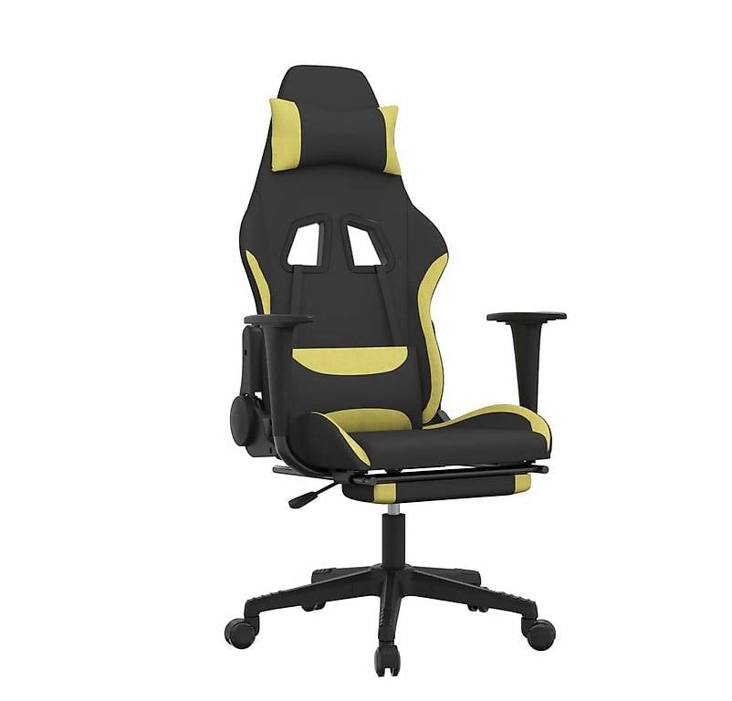 Gaming-Stuhl mit Massage & Fussstütze Schwarz und Hellgrün S