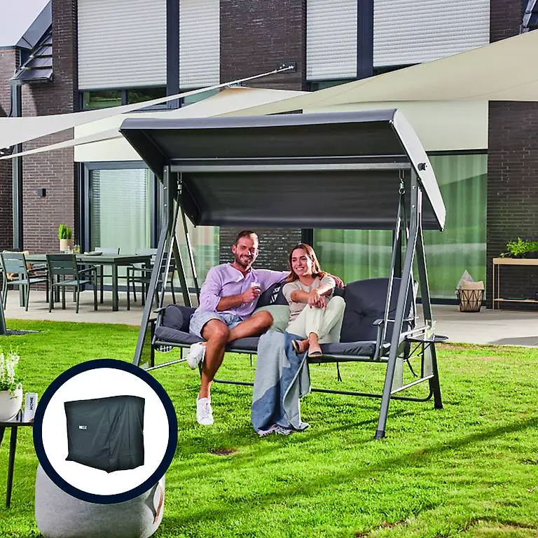 Hollywoodschaukel SOLO - Grau mit Abdeckung