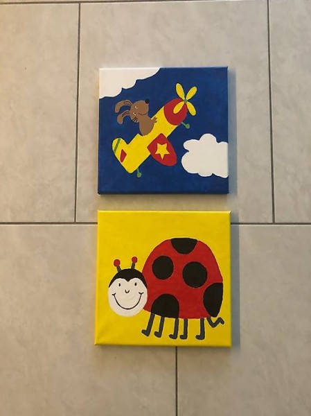 2 Leinwand Bilder Kinderzimmer Unikate Deko