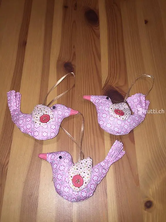 Stoff-Vögelchen wattiert, 3er Set