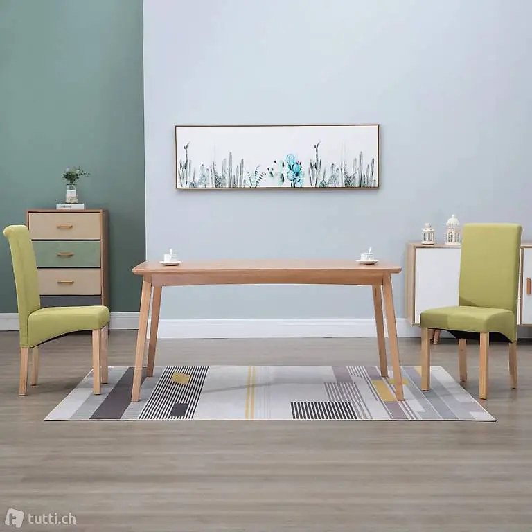  Esszimmerstühle 2 Stk. Grün Stoff