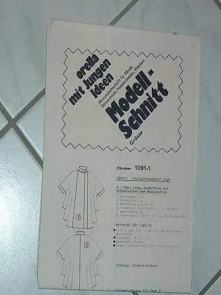 Neu:Orella Modell-Schnitt-Variantenschnitt Cape-Einheitsgrös