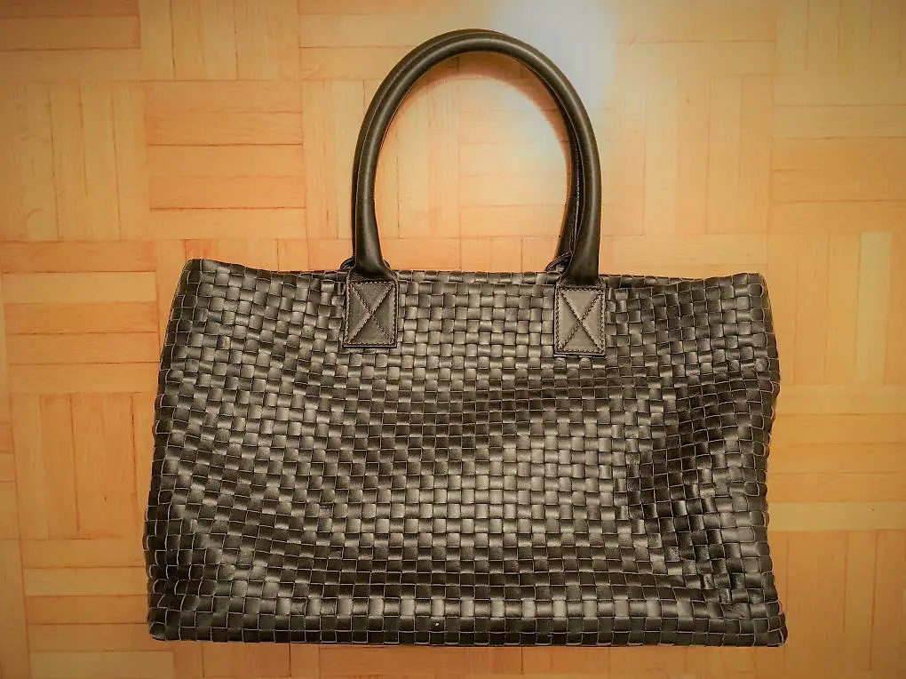 Handtasche aus geflochtenem Leder, dunkelbraun, Madeleine