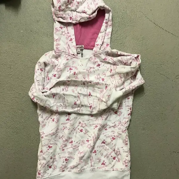 Kaputzen Pulli weiss rosa Grösse 140