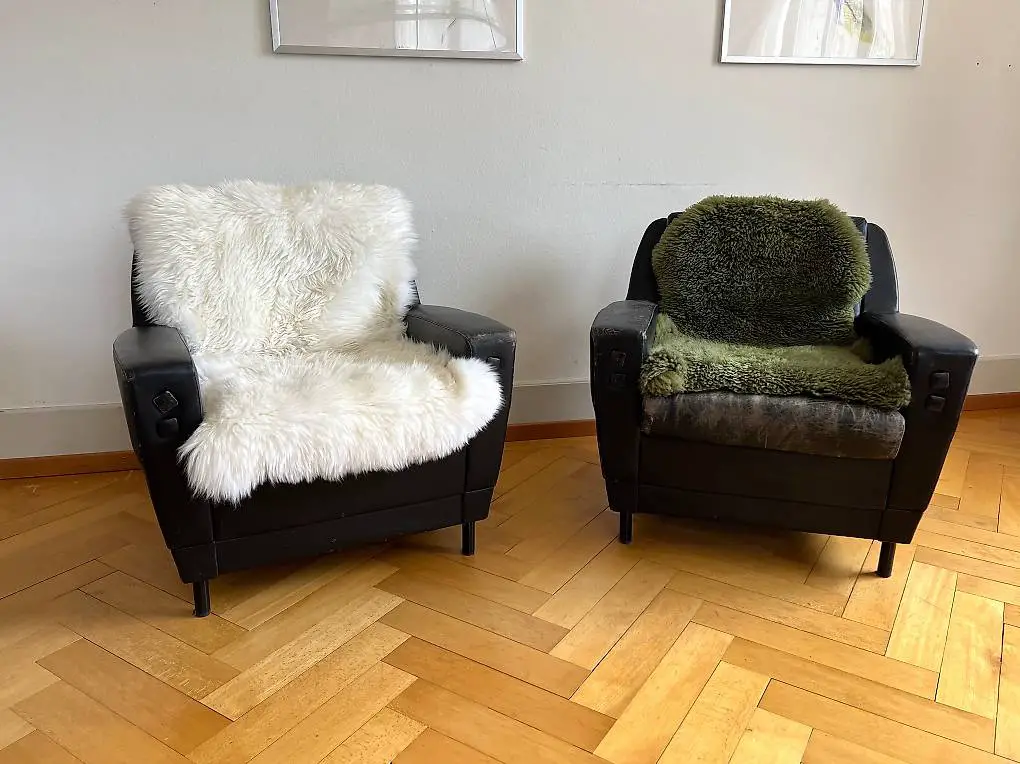 2 Vintage Ledersessel schwarz