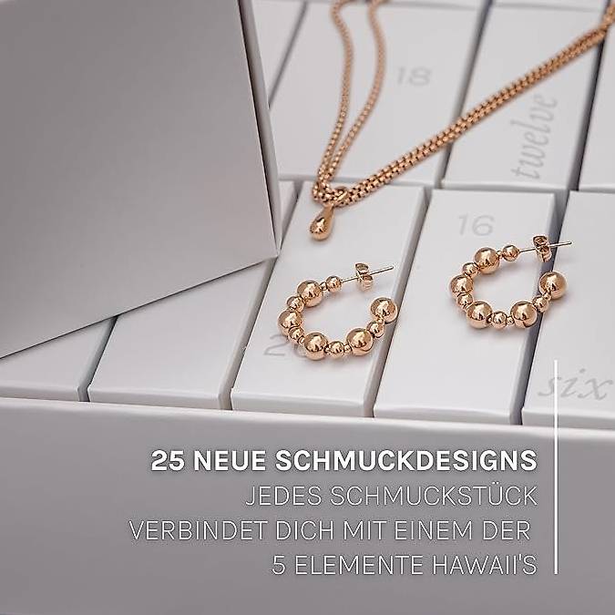 Schmuck-Adventskalender 2024 25 Schmuckstücke in Roségold