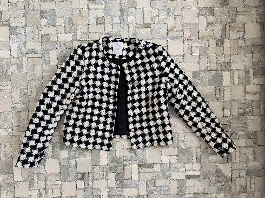 Blazer Vila, schwarz weiss, Tweed, 34 oversize