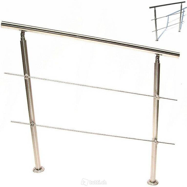  Edelstahl Treppengeländer 80cm Handlauf mit 2 Querstreben