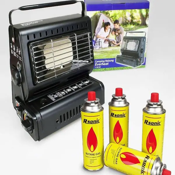  Portofrei Gas Heizung Heizgerät 1150W +4kartusche
