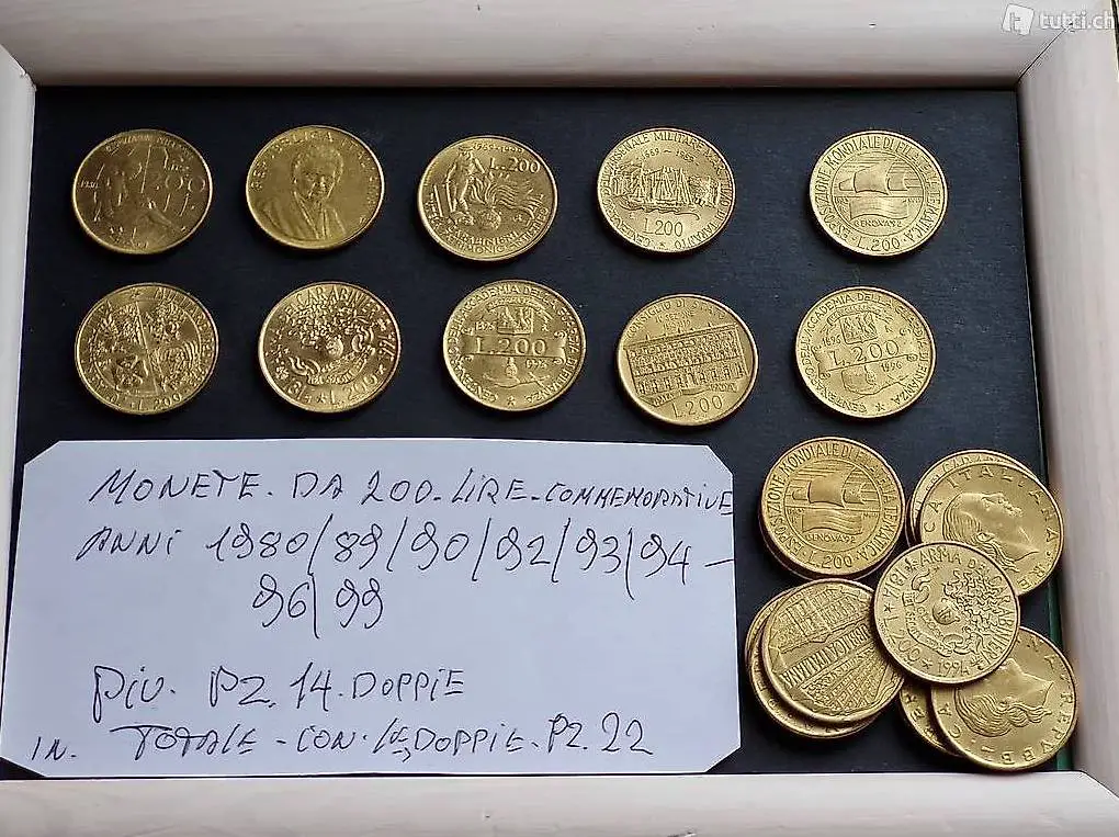 Pz 25 Monete commemorative da 200 lire