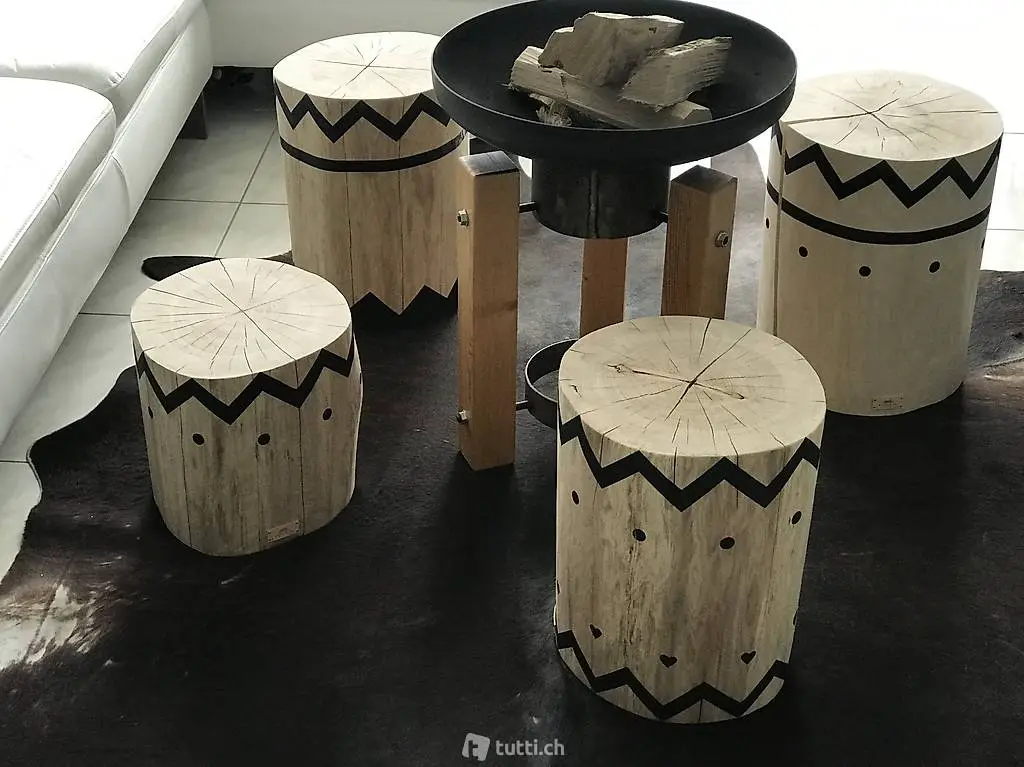 Esche Holzrugel (Holzhocker/Baumstammhocker)