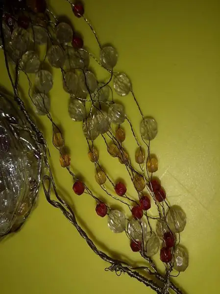 2 Girlanden mit Glasperlen, orange/rot/glas