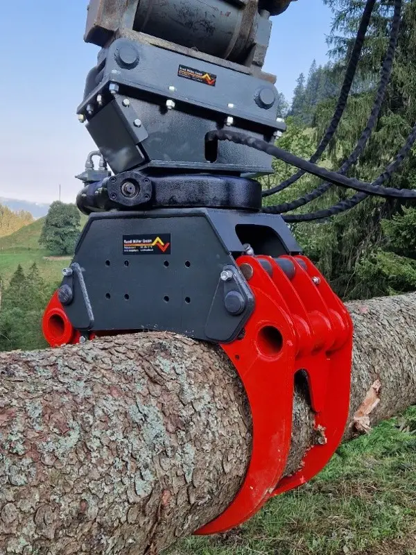 Holzgreifer Greifer Holzzange Festanbau zu 6 – 12to Bagger Festangebauter Holzgreifer