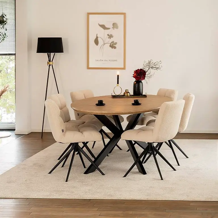 Esstisch Oval AVIS inkl Sternfuss - 200x120cm - Fishbone Oak