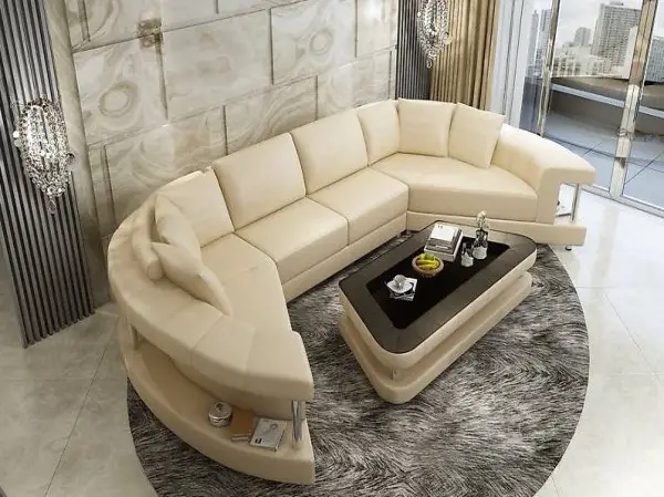  LEDERSOFA COUCH WOHNLANDSCHAFT RUND DESIGN SOFA NEU R7007E