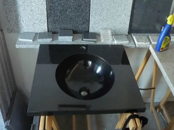  MASSIV LAVABO GÄSTE WC BASALT NERO ASSOLUTO poliert 50x60x3