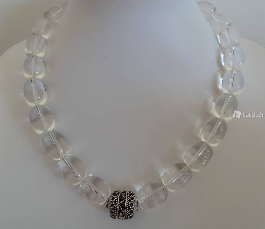 Bergkristall Kette mit 925 Silber