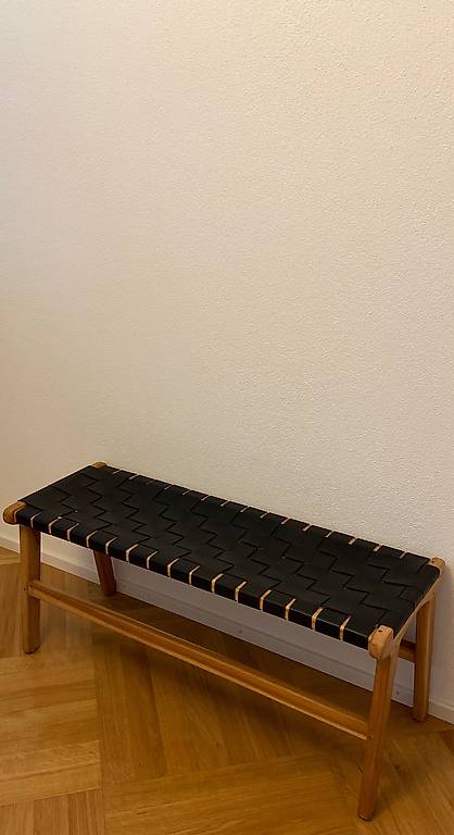 Bank Leder Holz schwarz BOURBOURG home24