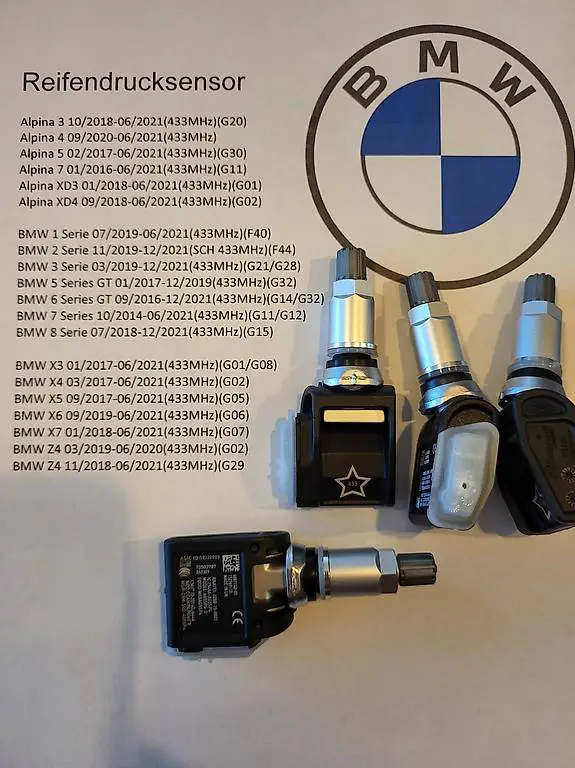BMW 4 x neue Reifendrucksensoren vorprogrammiert