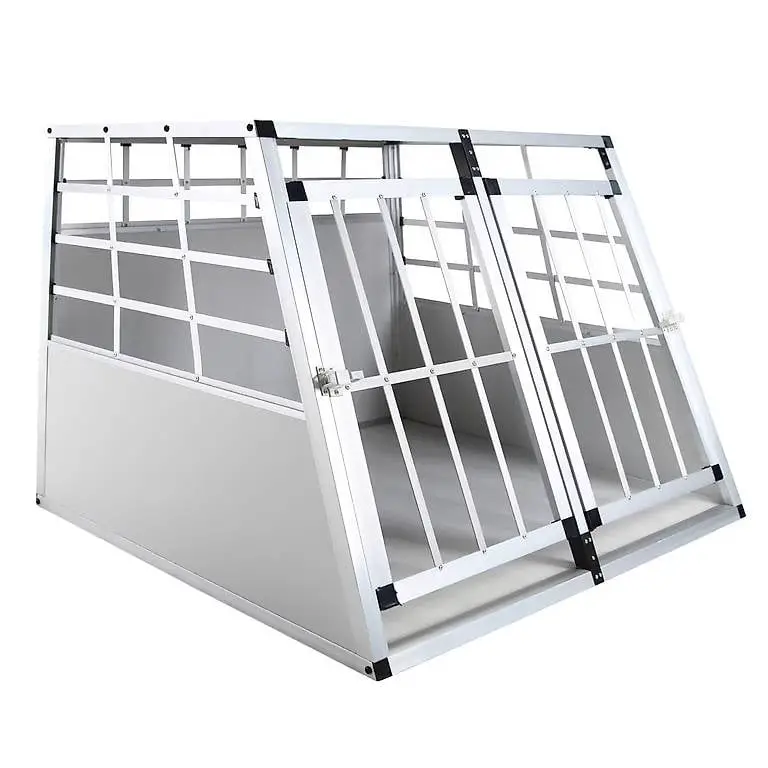 Hundebox Doppelbox Alu M grau