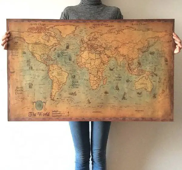  Vintage Weltkarte Poster (Neu)