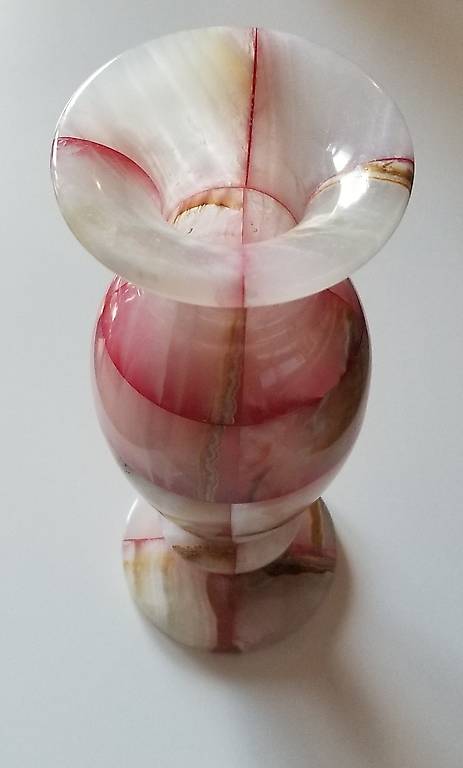 Ägyptische Stein Vase weiss rot beige