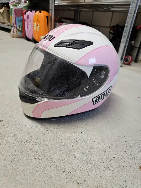Motorradhelm weiss/rosa