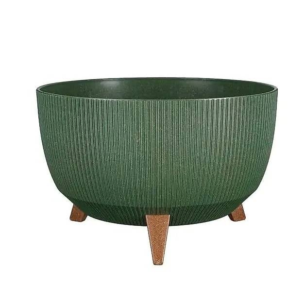 Pflanzschale mit Beinen "Doppio", grün - 40 x 20.5 cm