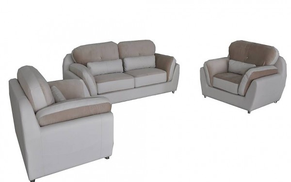  LEDER TEXTIL SOFA POLSTER SITZ SET GARNITUR 3+1+1 SESSEL