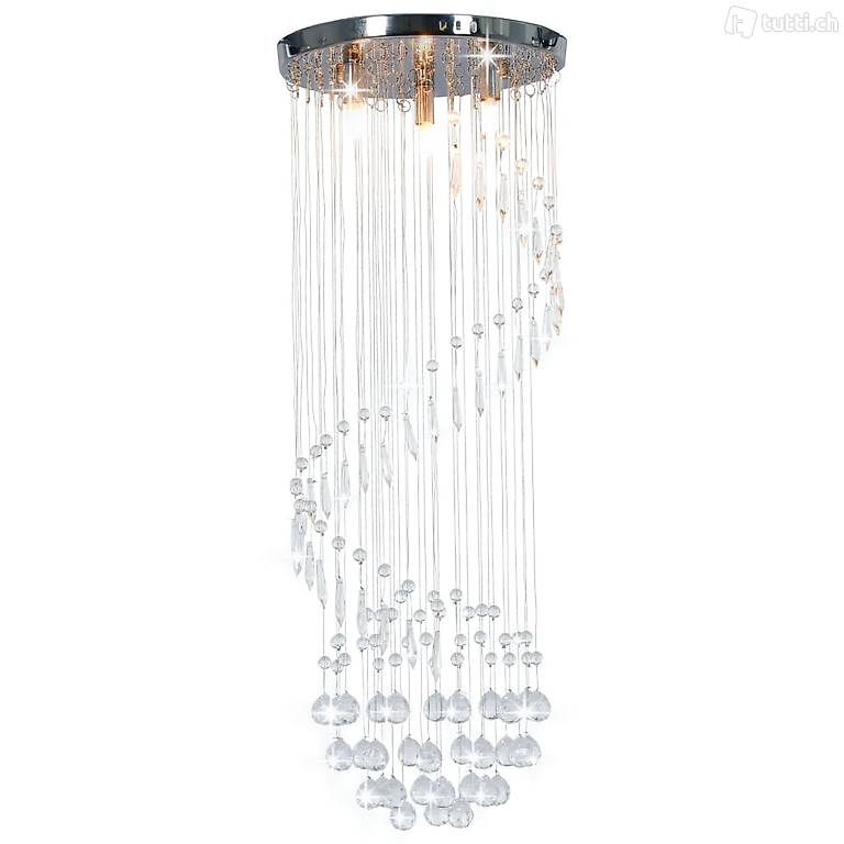  Deckenleuchte mit Kristallperlen Silbern Spirale G9