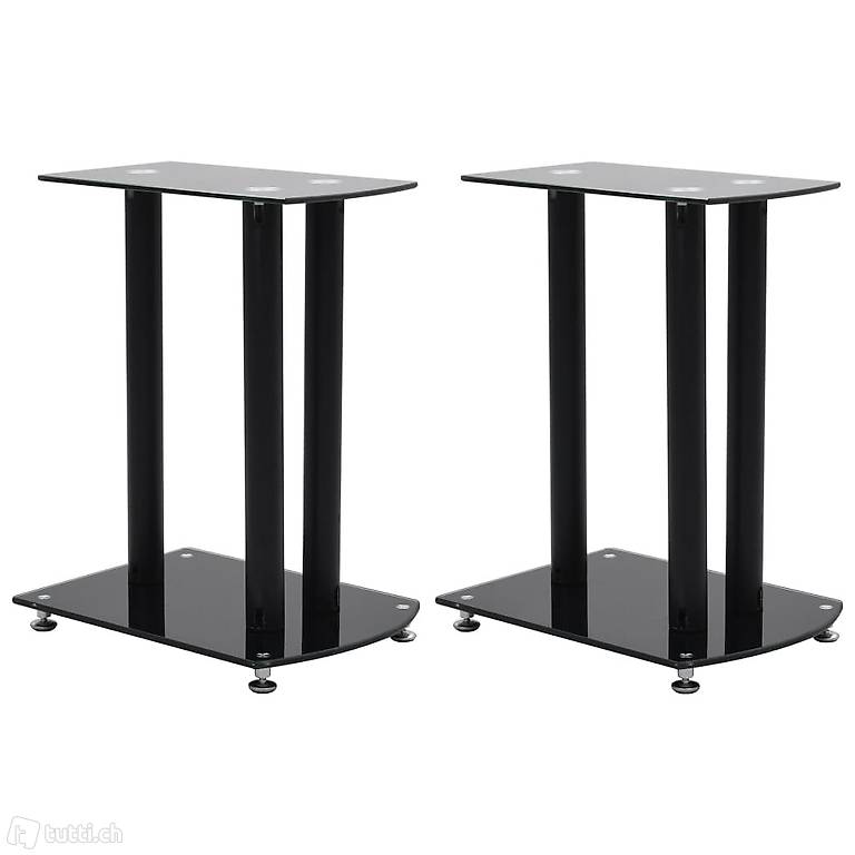  Lautsprecherständer 2 Stk. Schwarz Aluminium Sicherheitsglas