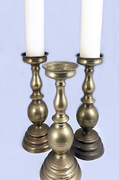  Massives, schweres Messing-Kerzenständer-3er-Set