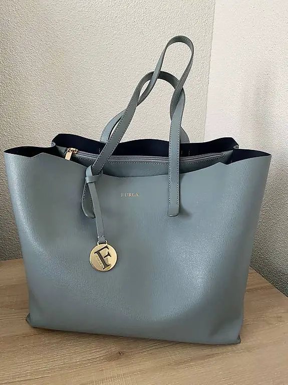 Furla Light Blue Leather Sally Tote