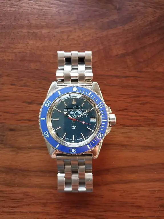 Vostok Taucheruhr 200m blau Automatik Keramik+lume Glasboden